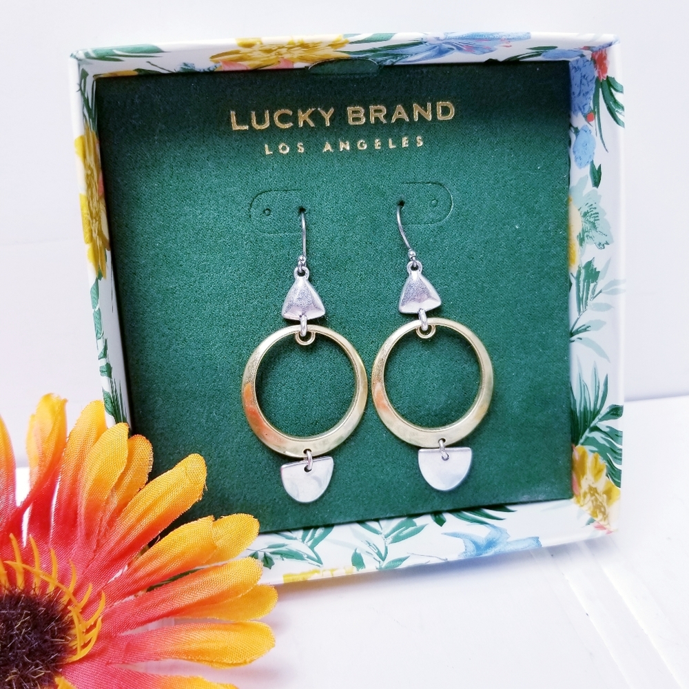 Lucky Brand Womens Earrings Two Tone Circle, New - Picture 1 of 7